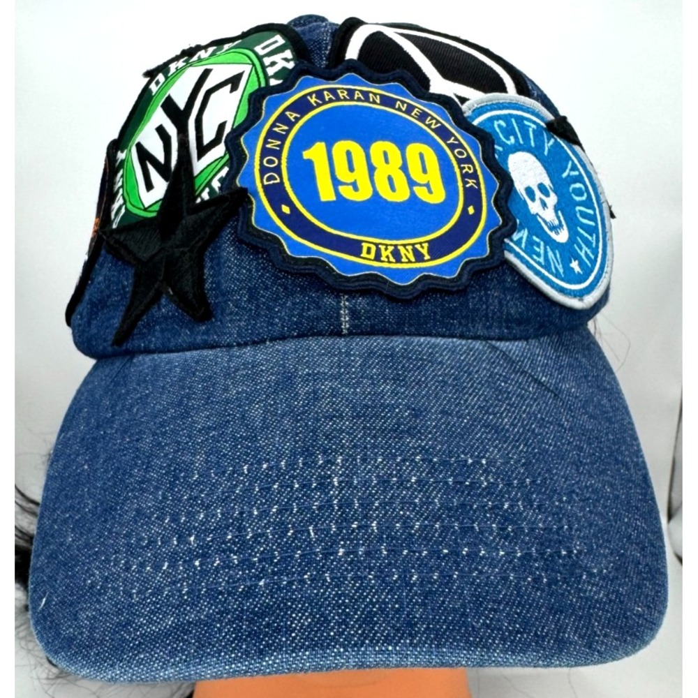 DKNY Patched Denim Baseball Cap Blue One Size D5WH1852 NWT Reg $58